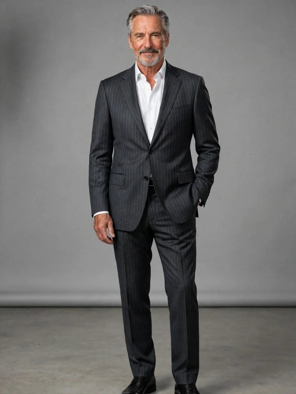 Hickey Freeman Charcoal Pinstripe Suit